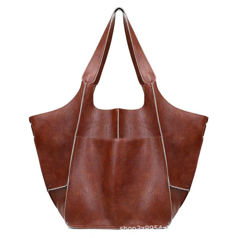Brown Leather Womens Tote Bags School Handbags on sale - SOUISEE