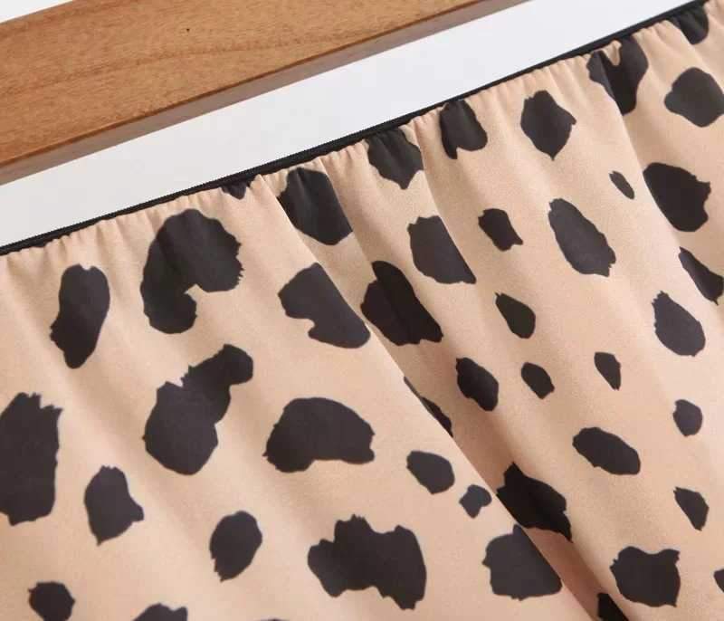 Retro Elastic Band High Waisted Leopard Print Midi Skirt on sale - SOUISEE