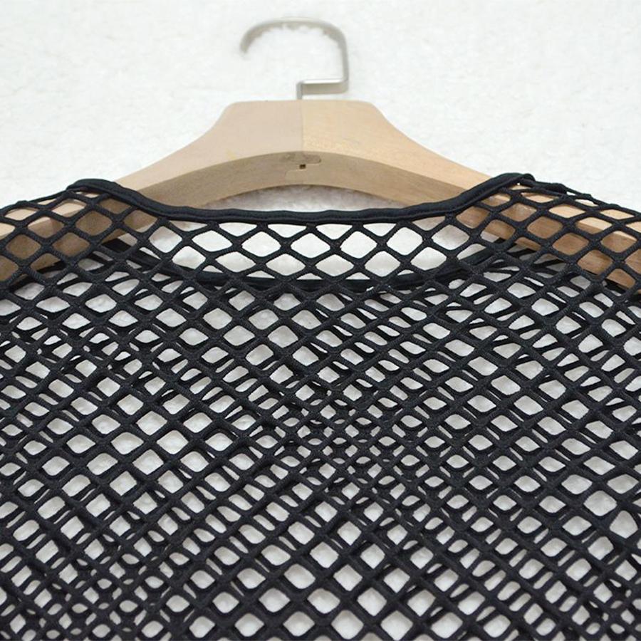 Black Mesh Fishnet Sheer Crop Top&Short Co ord Sets on sale - SOUISEE