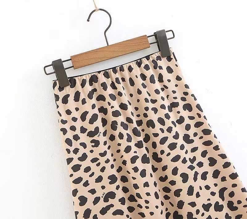 Retro Elastic Band High Waisted Leopard Print Midi Skirt on sale - SOUISEE
