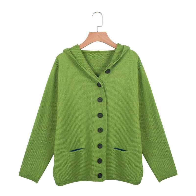 Oversized Ladies Knitted Hooded Cardigan Knitted Sweater Jacket with Pocket on sale - SOUISEE