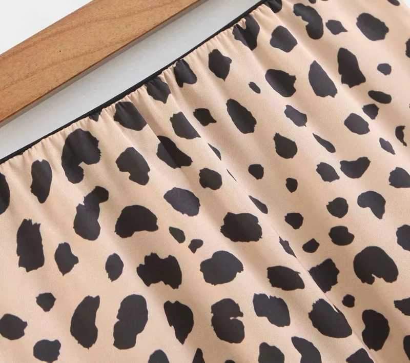 Retro Elastic Band High Waisted Leopard Print Midi Skirt on sale - SOUISEE