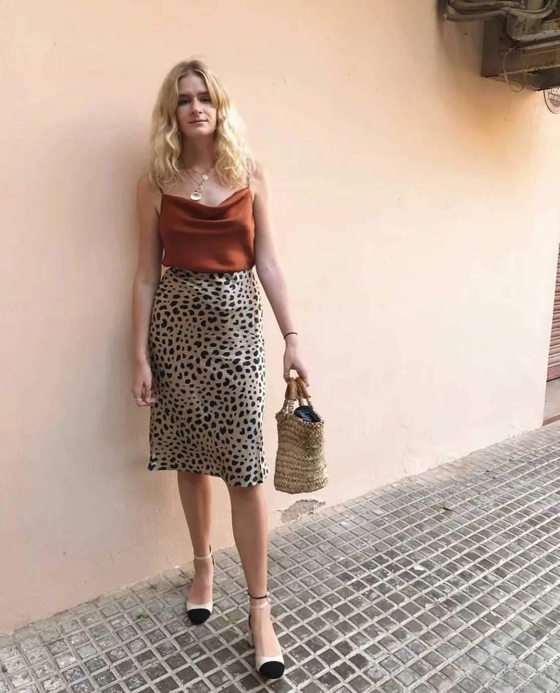 Retro Elastic Band High Waisted Leopard Print Midi Skirt on sale - SOUISEE