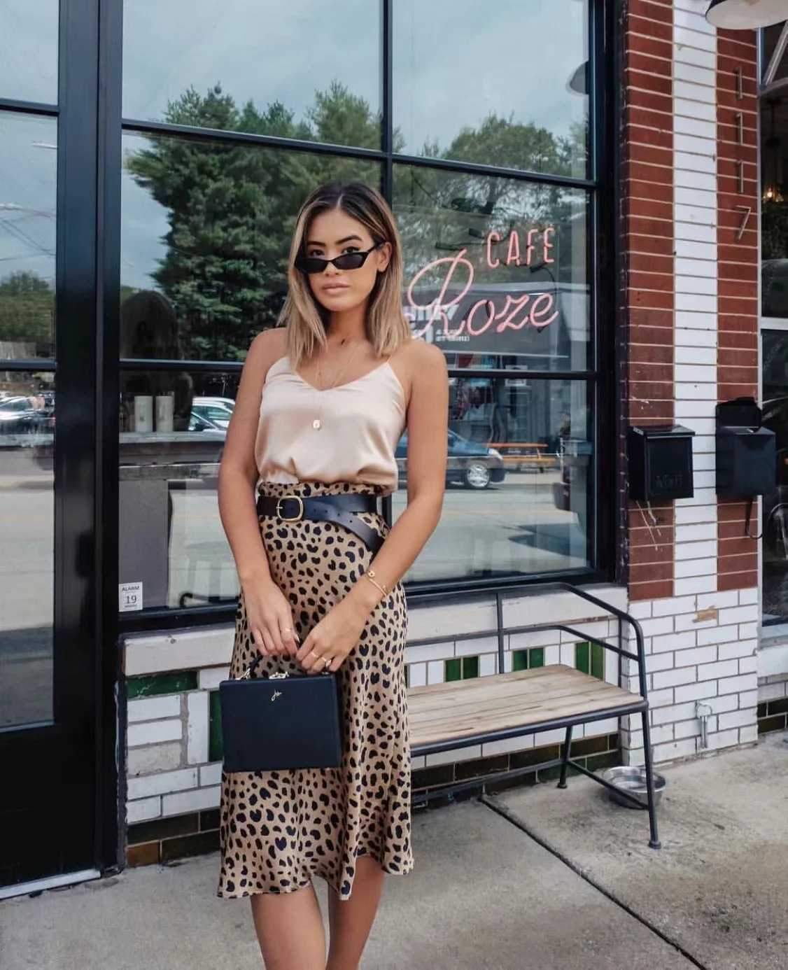 Retro Elastic Band High Waisted Leopard Print Midi Skirt on sale - SOUISEE