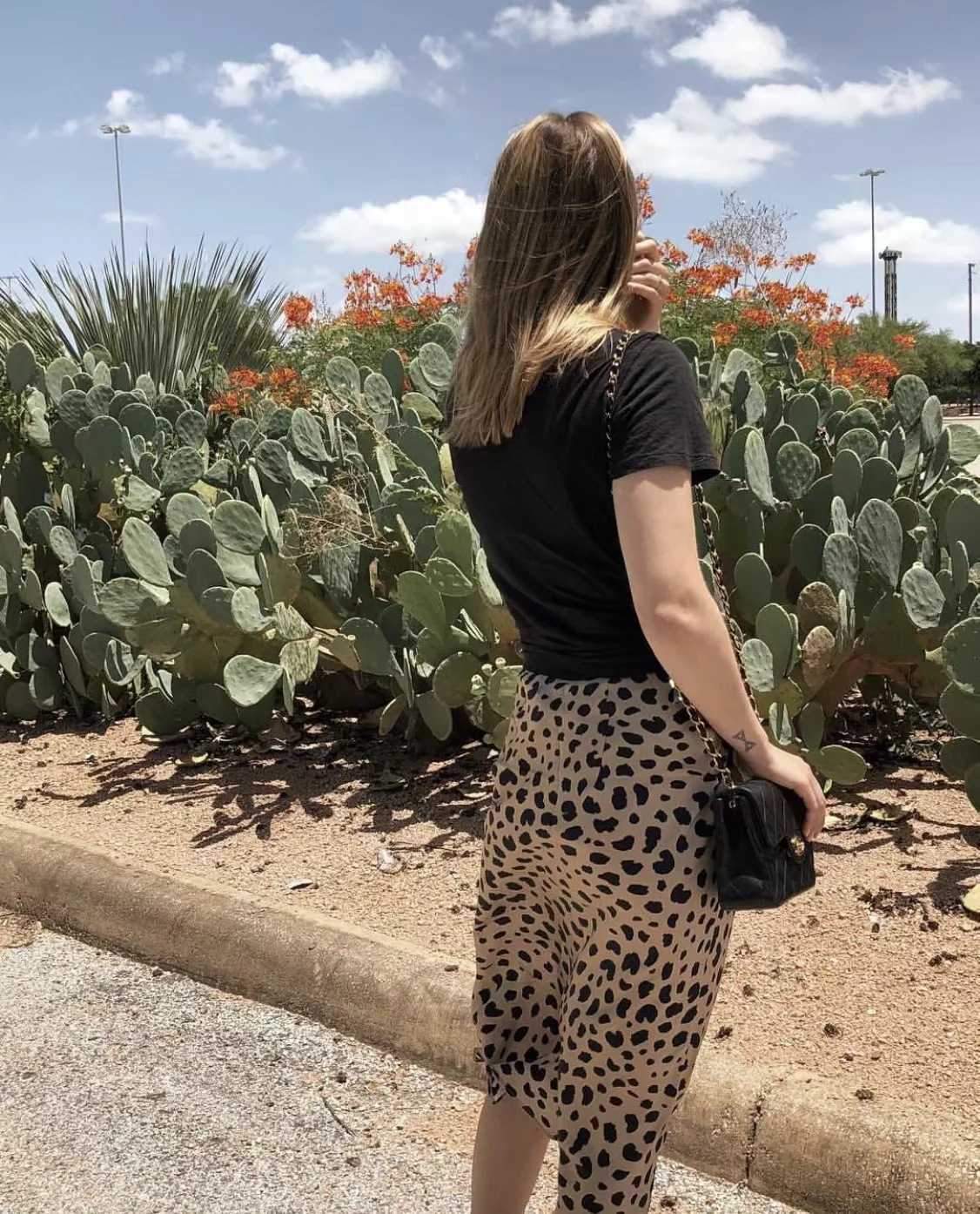Retro Elastic Band High Waisted Leopard Print Midi Skirt on sale - SOUISEE