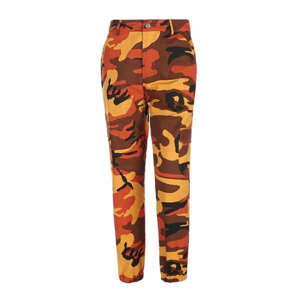 High Waisted Camouflage Cargo Trousers Camo Pants on sale - SOUISEE