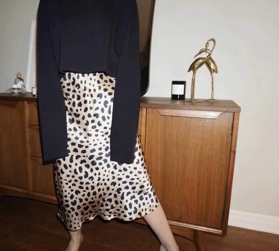 Retro Elastic Band High Waisted Leopard Print Midi Skirt on sale - SOUISEE