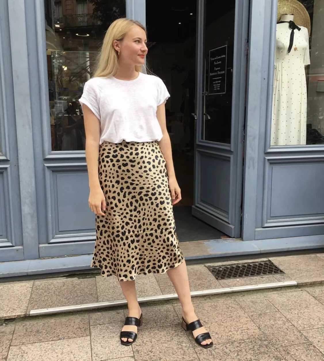 Retro Elastic Band High Waisted Leopard Print Midi Skirt on sale - SOUISEE
