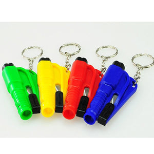 Emergency Car Window Glass Breaker 3 in 1 seatbelt cutter Rescue whistle emergency keychain tool