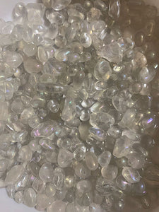 Rainbow Aura Natural Moonstone For Glass Fish Jar Crystals ornaments