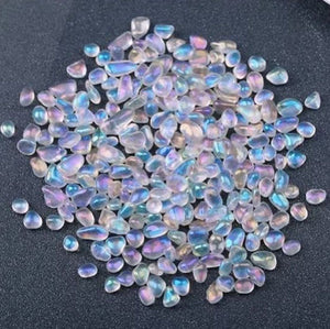 Rainbow Aura Natural Moonstone For Glass Fish Jar Crystals ornaments