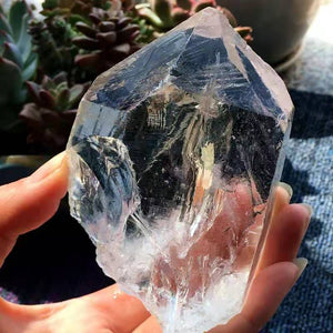 Angle Aura Natural Raw Clear Quartz Crystal Point