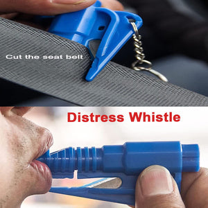 Emergency Car Window Glass Breaker 3 in 1 seatbelt cutter Rescue whistle emergency keychain tool