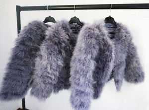 Classy Womens Furry Genuine Ostrich Feather Fur Coats Online on sale - SOUISEE