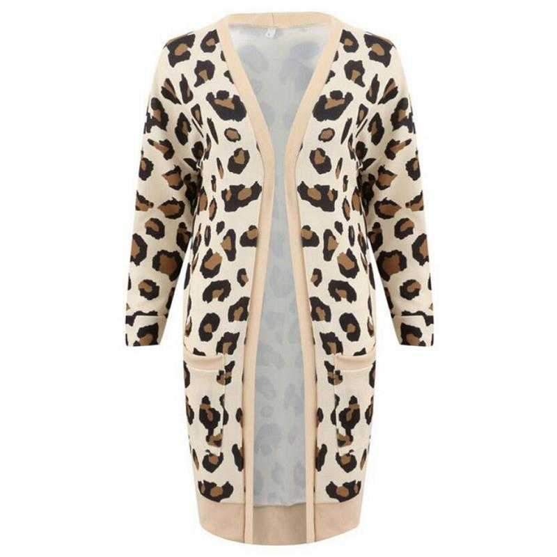 Retro Leopard Spotted Prints Oversized Comfy Long Cardigan Sweaters on sale - SOUISEE
