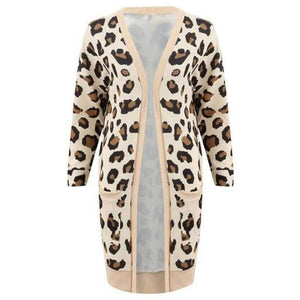 Retro Leopard Spotted Prints Oversized Comfy Long Cardigan Sweaters on sale - SOUISEE