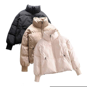 High Collar Oversized Puffy Puffer Bomber Jacket Padded on sale - SOUISEE