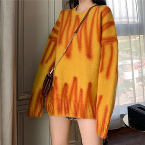 High Street Y Limb Tie Dyed Knitted Oversized Crewneck Sweaters on sale - SOUISEE
