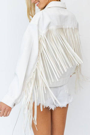 Festival Native Western Fringe Denim Jacket WithTassels on sale - SOUISEE