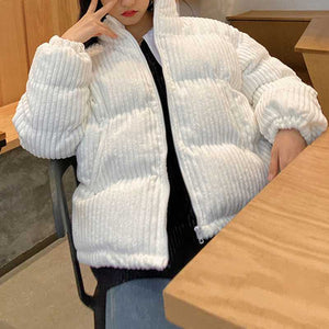 Packable Short Corduroy Bomber Puffer Jacket on sale - SOUISEE