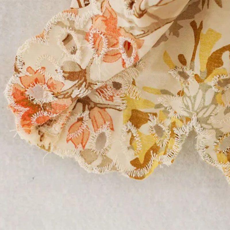 Retro Paisley Mixed Floral Smocked Ruffle Hem Mini Skirt In Multi Floral on sale - SOUISEE