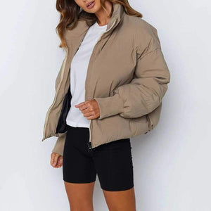 High Collar Oversized Puffy Puffer Bomber Jacket Padded on sale - SOUISEE