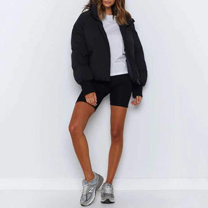 High Collar Oversized Puffy Puffer Bomber Jacket Padded on sale - SOUISEE