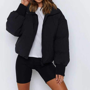 High Collar Oversized Puffy Puffer Bomber Jacket Padded on sale - SOUISEE