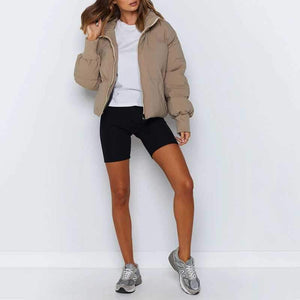 High Collar Oversized Puffy Puffer Bomber Jacket Padded on sale - SOUISEE