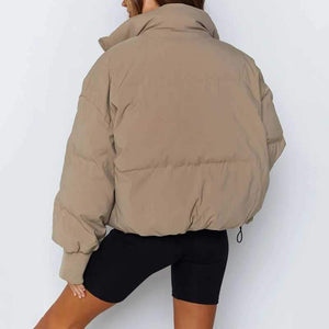 High Collar Oversized Puffy Puffer Bomber Jacket Padded on sale - SOUISEE