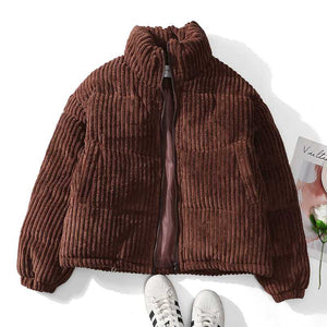 Packable Short Corduroy Bomber Puffer Jacket on sale - SOUISEE