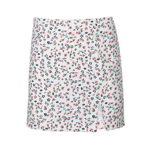 Slimming High Waisted Short Floral Skirt With Slit on sale - SOUISEE