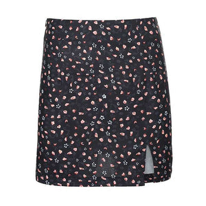 Slimming High Waisted Short Floral Skirt With Slit on sale - SOUISEE