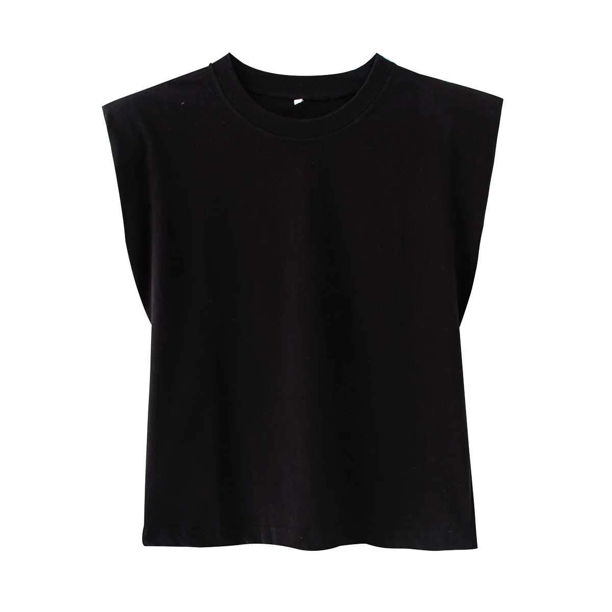 Cool Pad Shoulder Tank Top Tee Shirt With Shoulder Pads on sale - SOUISEE