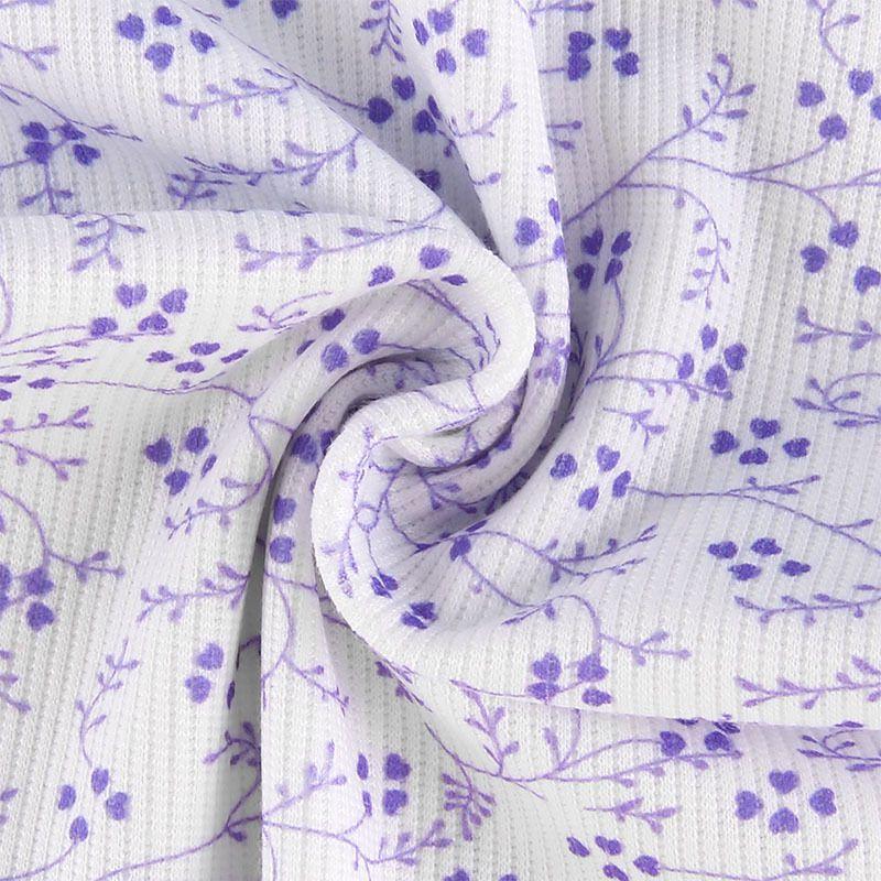 Nice Ribbed White Lace Trim Floral Print Dress With Ruffles on sale - SOUISEE