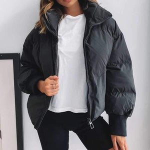 High Collar Oversized Puffy Puffer Bomber Jacket Padded on sale - SOUISEE