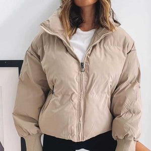 High Collar Oversized Puffy Puffer Bomber Jacket Padded on sale - SOUISEE