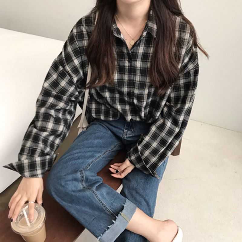 Plaid Tie Dye Color Block Checkered Flannel Shirts on sale - SOUISEE