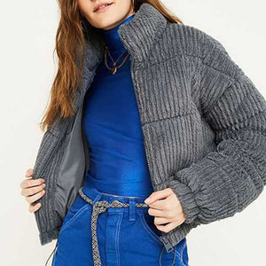 Packable Short Corduroy Bomber Puffer Jacket on sale - SOUISEE