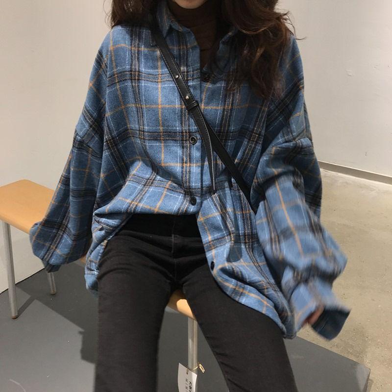 Plaid Tie Dye Color Block Checkered Flannel Shirts on sale - SOUISEE