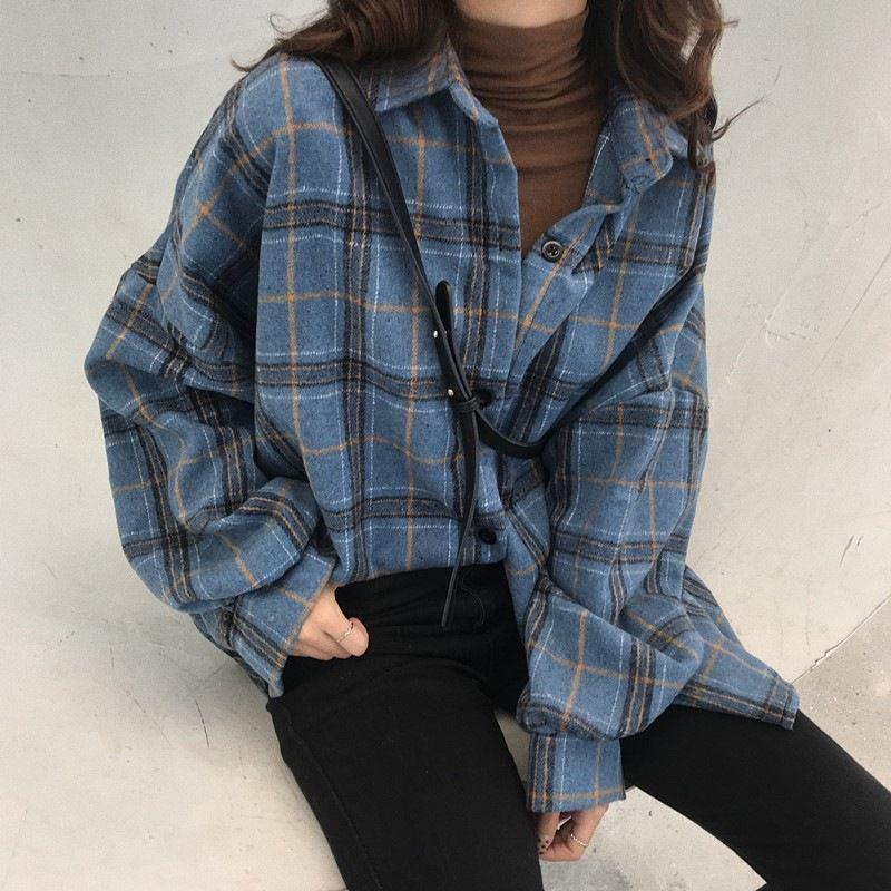 Plaid Tie Dye Color Block Checkered Flannel Shirts on sale - SOUISEE