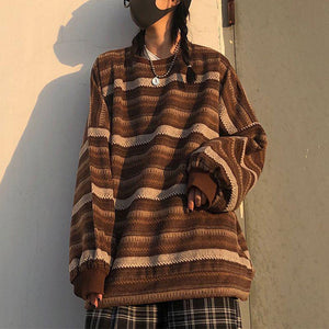 Vintage 90s Atzec Tribal Stripe Sweater Slouchy Baggy Color Block Knit Pullover on sale - SOUISEE