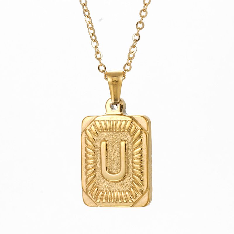 Chunky Hip Hop Letters Signature Alphabet Initial Card Necklace on sale - SOUISEE