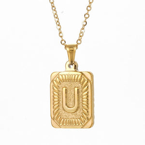 Chunky Hip Hop Letters Signature Alphabet Initial Card Necklace on sale - SOUISEE