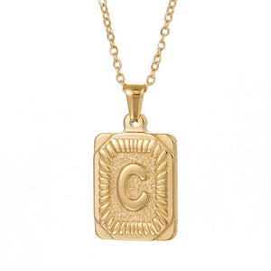 Chunky Hip Hop Letters Signature Alphabet Initial Card Necklace on sale - SOUISEE