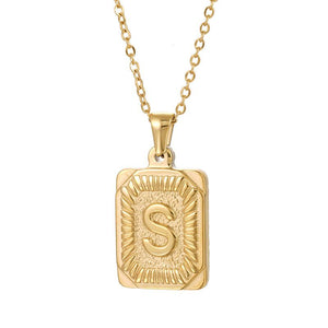 Chunky Hip Hop Letters Signature Alphabet Initial Card Necklace on sale - SOUISEE