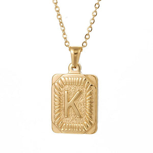 Chunky Hip Hop Letters Signature Alphabet Initial Card Necklace on sale - SOUISEE