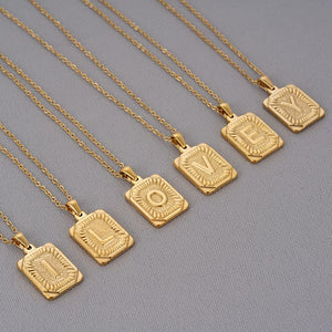 Chunky Hip Hop Letters Signature Alphabet Initial Card Necklace on sale - SOUISEE