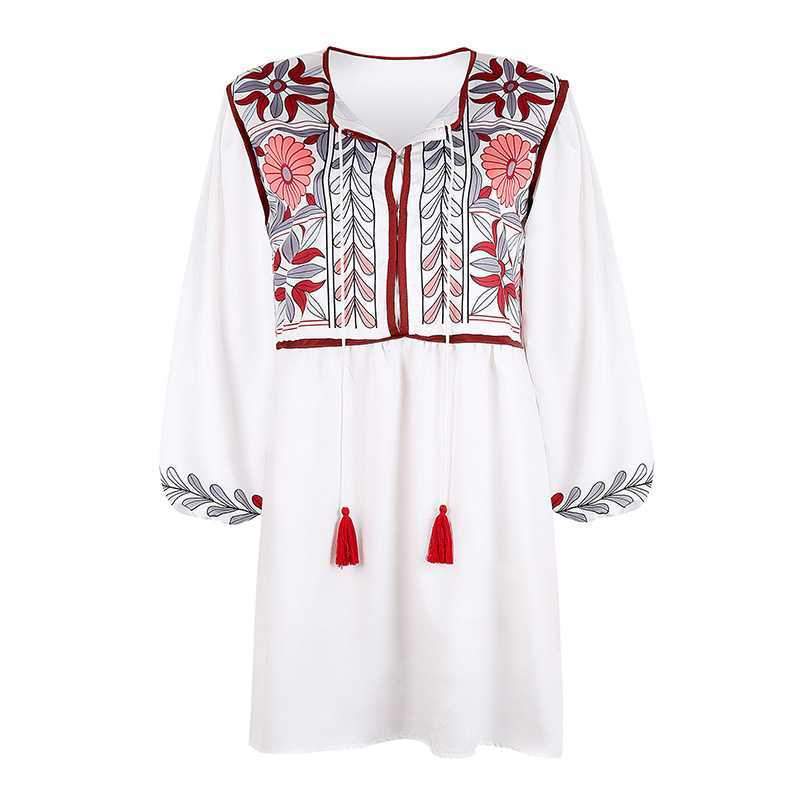 Boho Chic Floral Prints White Short hippie dresses on sale - SOUISEE