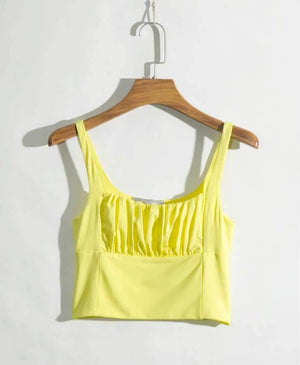 Pretty ruched Cropped Tank Top Sleeveless Crop Top on sale - SOUISEE